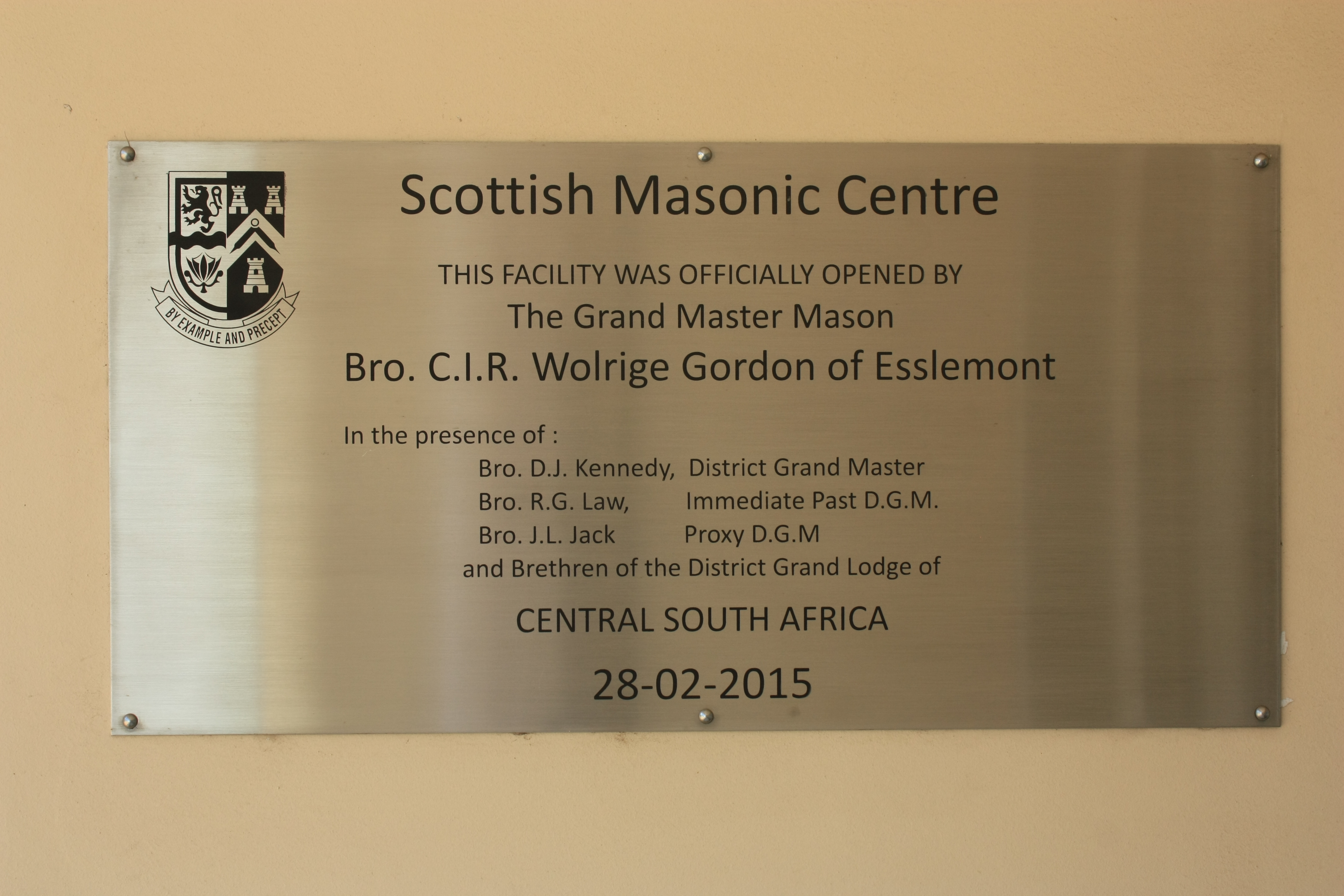 Scottish Masonic Centre Inaugural Plaque